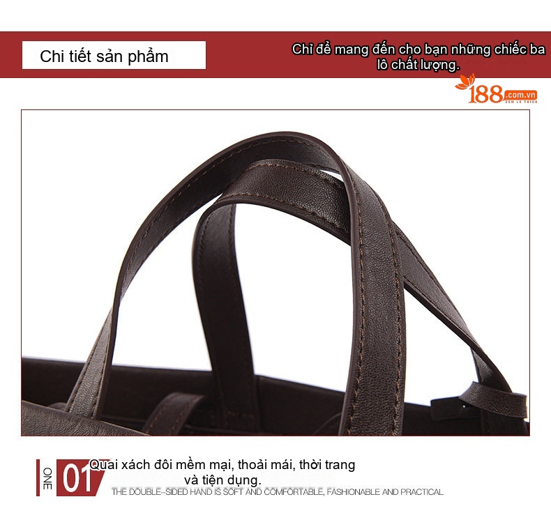 Túi Tote Nữ Da Thuộc Veg Tan Phong Cách Thời Trang Màu Đen, Nâu, Đỏ Tía, Vàng Nâu chi tiết 7