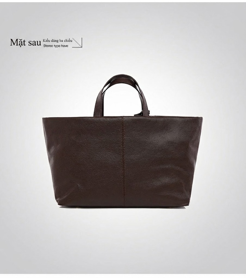 Túi Tote Nữ Da Thuộc Veg Tan Phong Cách Thời Trang Màu Đen, Nâu, Đỏ Tía, Vàng Nâu chi tiết 18
