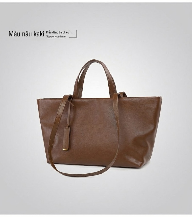 Túi Tote Nữ Da Thuộc Veg Tan Phong Cách Thời Trang Màu Đen, Nâu, Đỏ Tía, Vàng Nâu chi tiết 20
