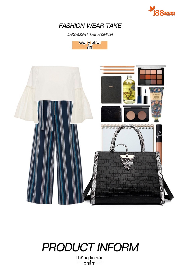 Túi Tote Nữ Da Vân Rắn Thời Trang, Túi Đeo Vai Nữ Lớn Màu Đen, Trắng chi tiết 11