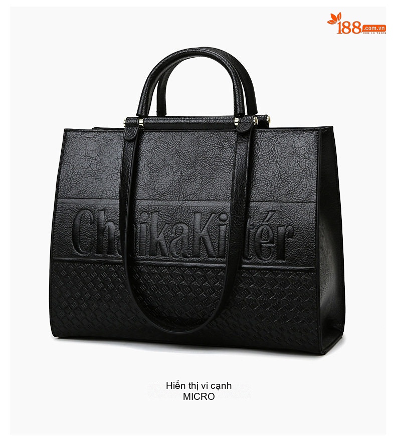 Túi Tote Nữ Dập Chữ Phong Cách Âu Mỹ, Túi Đeo Vai Nữ Sức Chứa Lớn Màu Đen chi tiết 22
