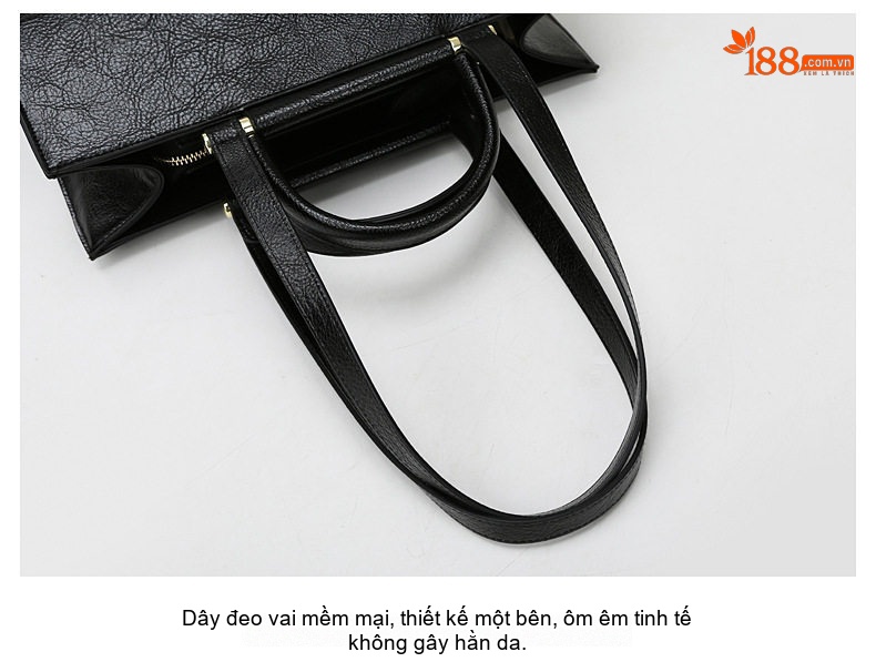 Túi Tote Nữ Dập Chữ Phong Cách Âu Mỹ, Túi Đeo Vai Nữ Sức Chứa Lớn Màu Đen chi tiết 28