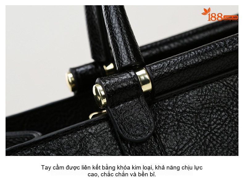 Túi Tote Nữ Dập Chữ Phong Cách Âu Mỹ, Túi Đeo Vai Nữ Sức Chứa Lớn Màu Đen chi tiết 30