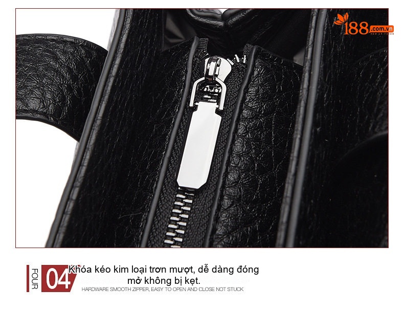 Túi Tote Nữ Dập Nổi Họa Tiết Công Sở Sức Chứa Lớn Màu Đen chi tiết 25