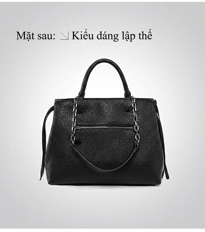 Túi Tote Nữ Dập Nổi Họa Tiết Da Mềm Đeo Vai Dây Xích Nhiều Ngăn Màu Đỏ Rượu, Đen, Nâu chi tiết 23