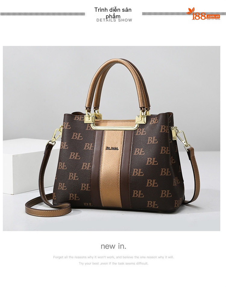 Túi Tote Nữ Đeo Vai/Chéo Lớn Phong Cách Âu Mỹ Retro Thời Trang Công Sở Màu Nâu, Vàng chi tiết 13