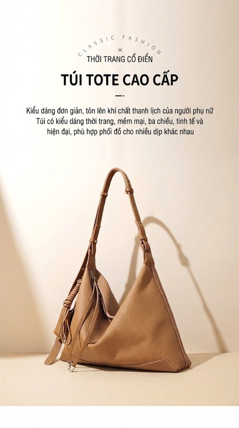 Túi Tote Nữ Đeo Vai Da Mờ Sức Chứa Lớn Phong Cách Tối Giản Màu Đen, Nâu, Xanh Rêu chi tiết 1