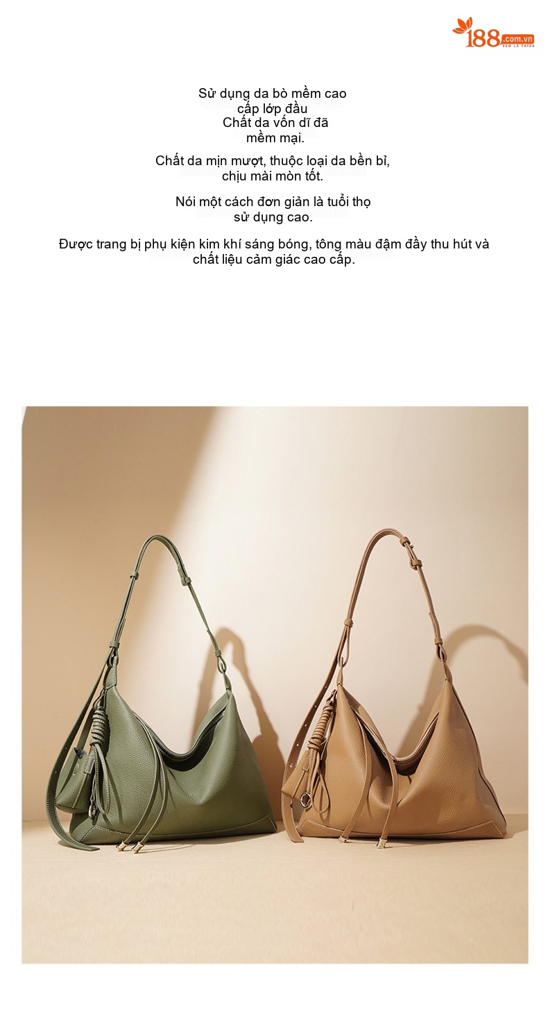 Túi Tote Nữ Đeo Vai Da Mờ Sức Chứa Lớn Phong Cách Tối Giản Màu Đen, Nâu, Xanh Rêu chi tiết 2