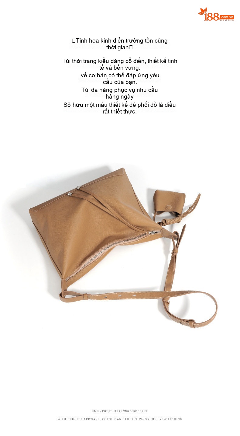 Túi Tote Nữ Đeo Vai Da Mờ Sức Chứa Lớn Phong Cách Tối Giản Màu Đen, Nâu, Xanh Rêu chi tiết 5