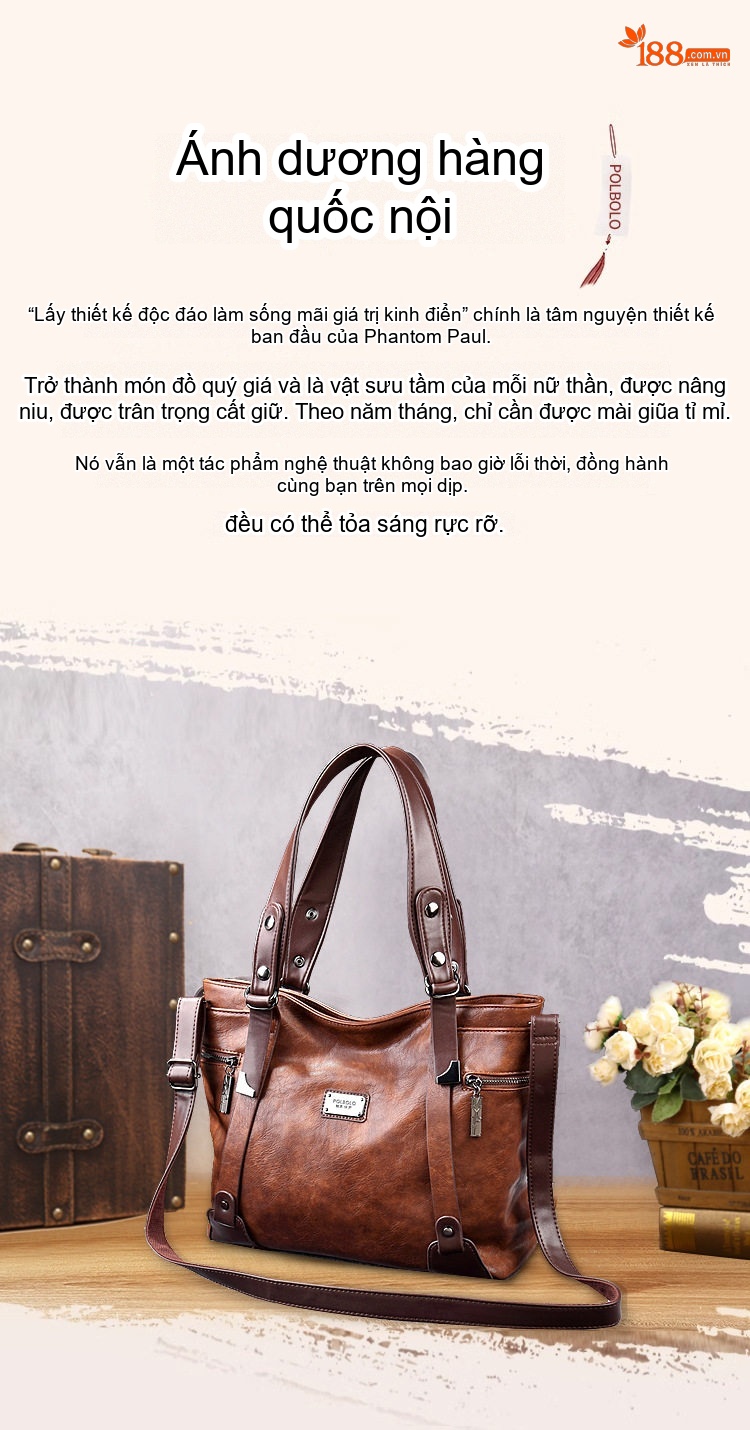 Túi Tote Nữ Đeo Vai Đeo Chéo Da Mờ Sức Chứa Lớn Phong Cách Retro Màu Nâu, Đen, Xanh... chi tiết 4
