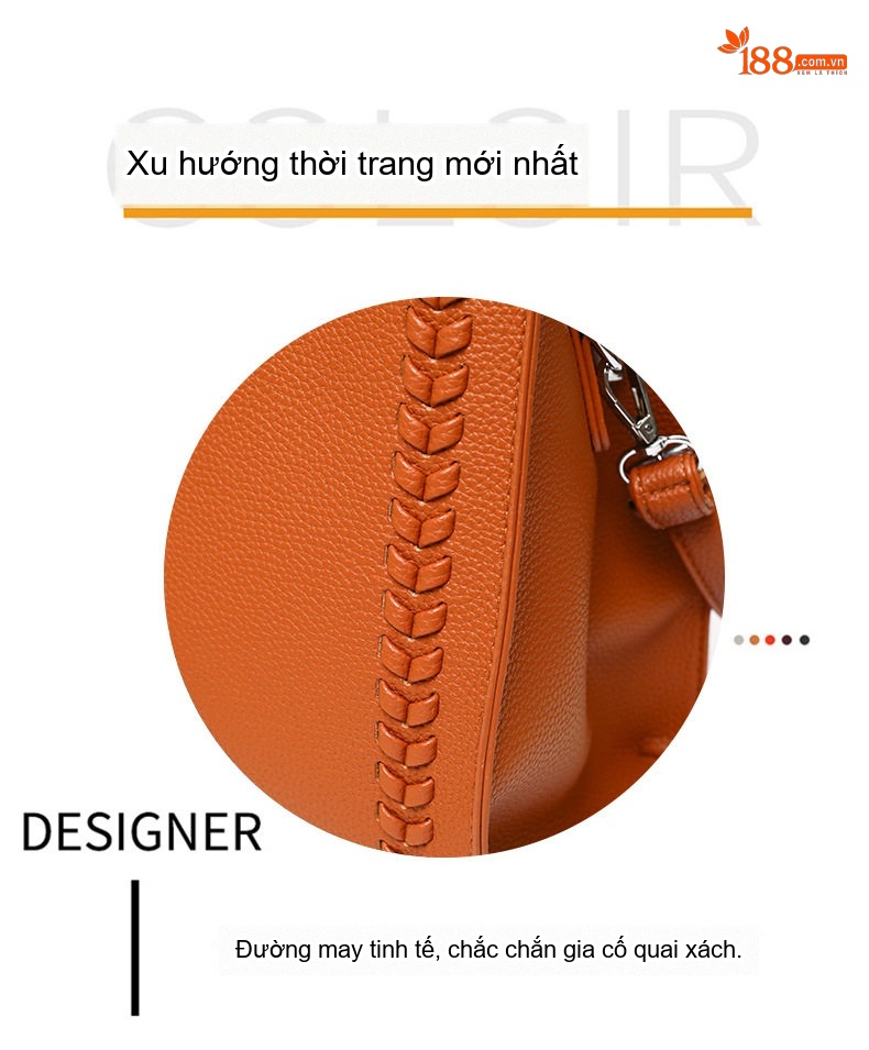 Túi Tote Nữ Đeo Vai Đeo Chéo Phong Cách Thời Trang Bộ 3 Túi Màu Nâu, Đen, Kem, Cam chi tiết 11