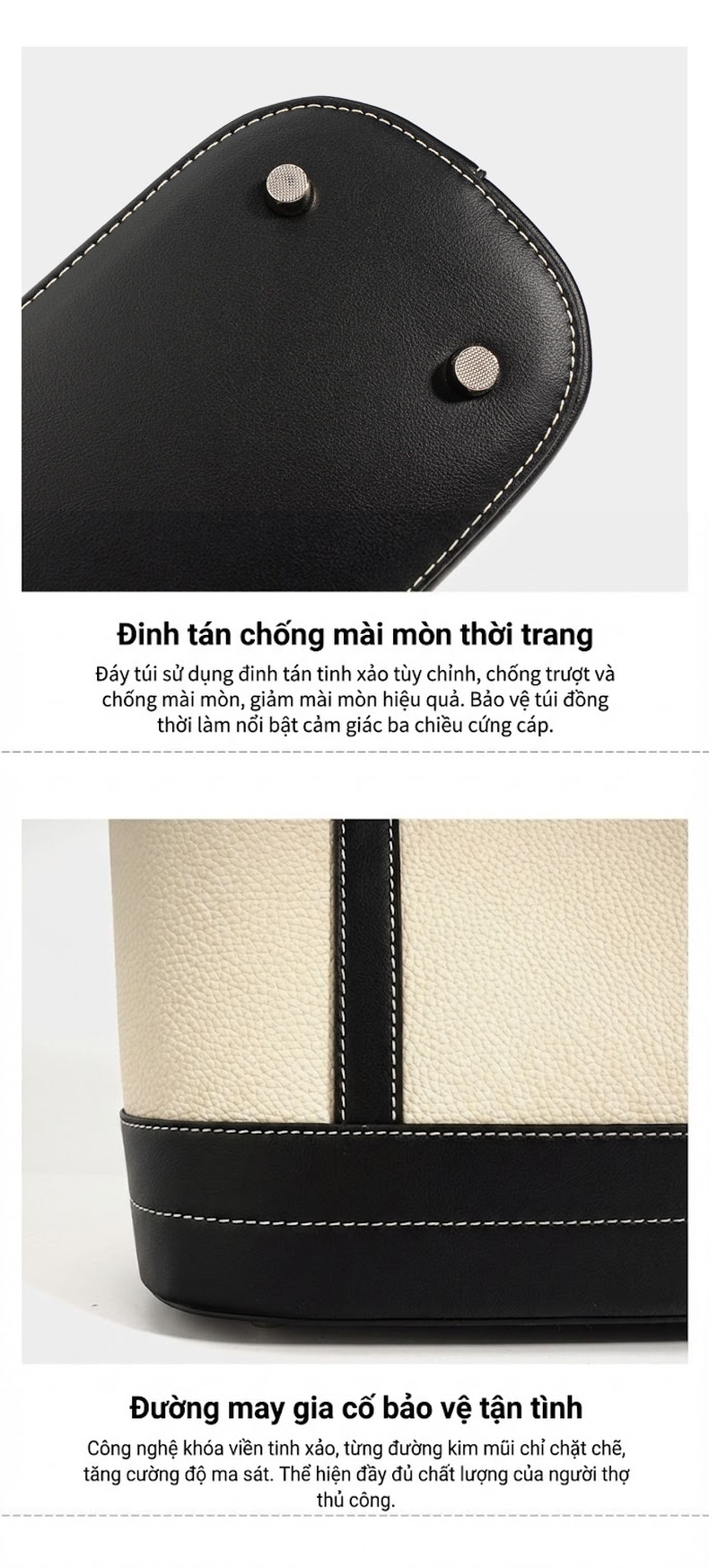 Túi Tote Nữ Đơn Giản Sức Chứa Lớn Đeo Vai Đi Làm Thời Trang Màu Trắng Kem, Đen chi tiết 10