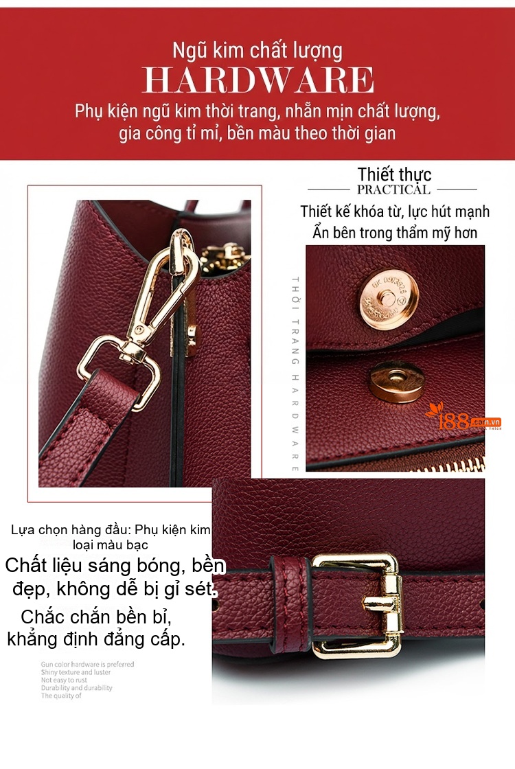 Túi Tote Nữ Đựng Tài Liệu Da Mờ Sức Chứa Lớn Phong Cách Đơn Giản Màu Đen, Đỏ Rượu, Trắng Kem chi tiết 9