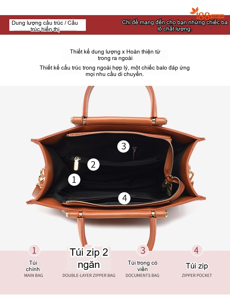 Túi Tote Nữ Dung Tích Lớn Bề Mặt Da Dập Hoa Văn Phong Cách Thời Trang Trung Niên Màu Nâu chi tiết 9