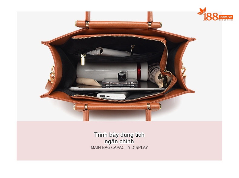 Túi Tote Nữ Dung Tích Lớn Bề Mặt Da Dập Hoa Văn Phong Cách Thời Trang Trung Niên Màu Nâu chi tiết 10
