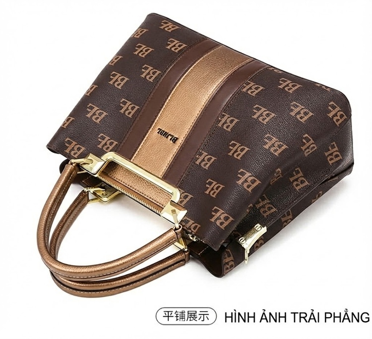 Túi Tote Nữ Đựng Vừa A4 Sức Chứa Lớn Thiết Kế Retro Màu Nâu, Be chi tiết 22
