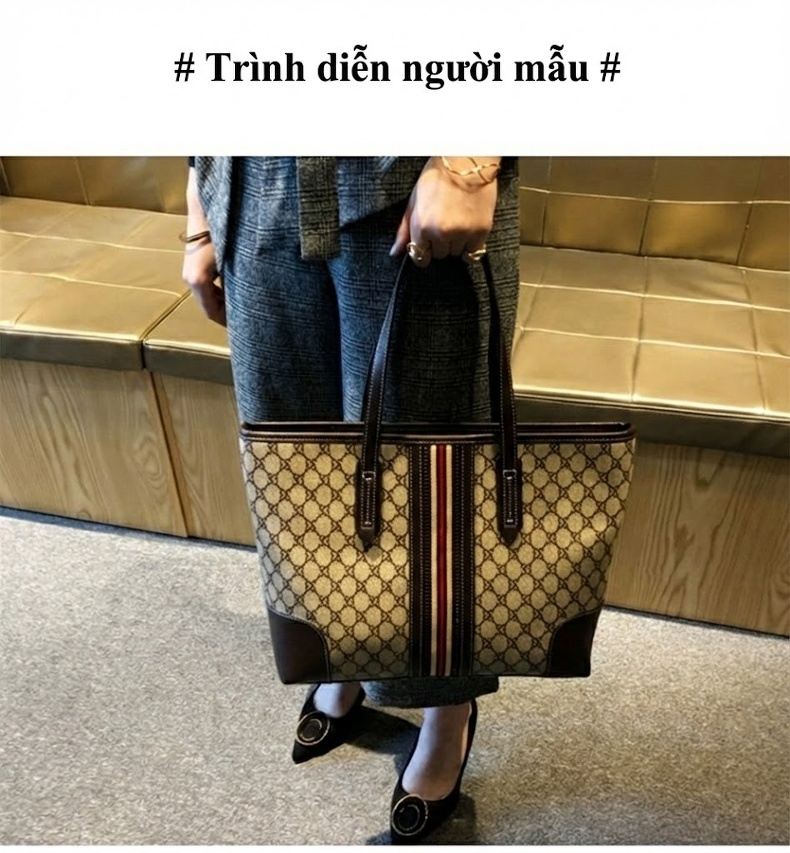 Túi Tote Nữ Đựng Vừa A4, Túi Xách Nữ Đeo Vai Công Sở Họa Tiết chi tiết 2