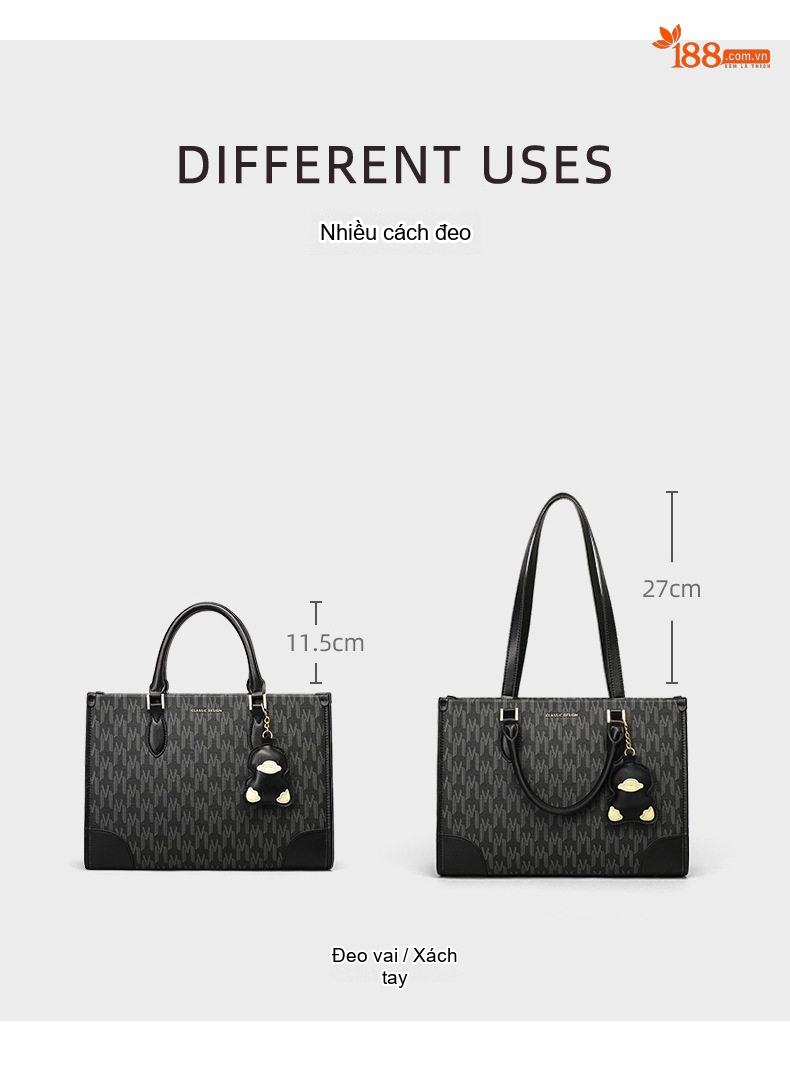 Túi Tote Nữ Đựng Vừa A4 Vải Canvas Công Sở Đi Làm Hàng Hiệu Màu Đen chi tiết 8