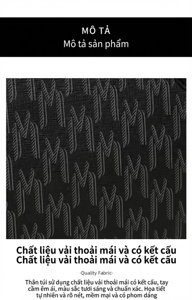 Túi Tote Nữ Đựng Vừa A4 Vải Canvas Công Sở Đi Làm Hàng Hiệu Màu Đen chi tiết 9