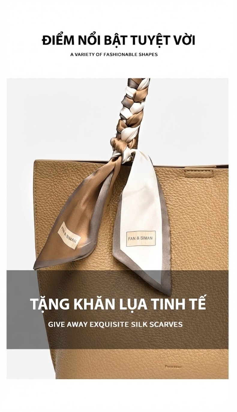 Túi Tote Nữ Fansiman Phong Cách Thời Trang Công Sở Đựng Laptop Cỡ Lớn Màu Đen chi tiết 5