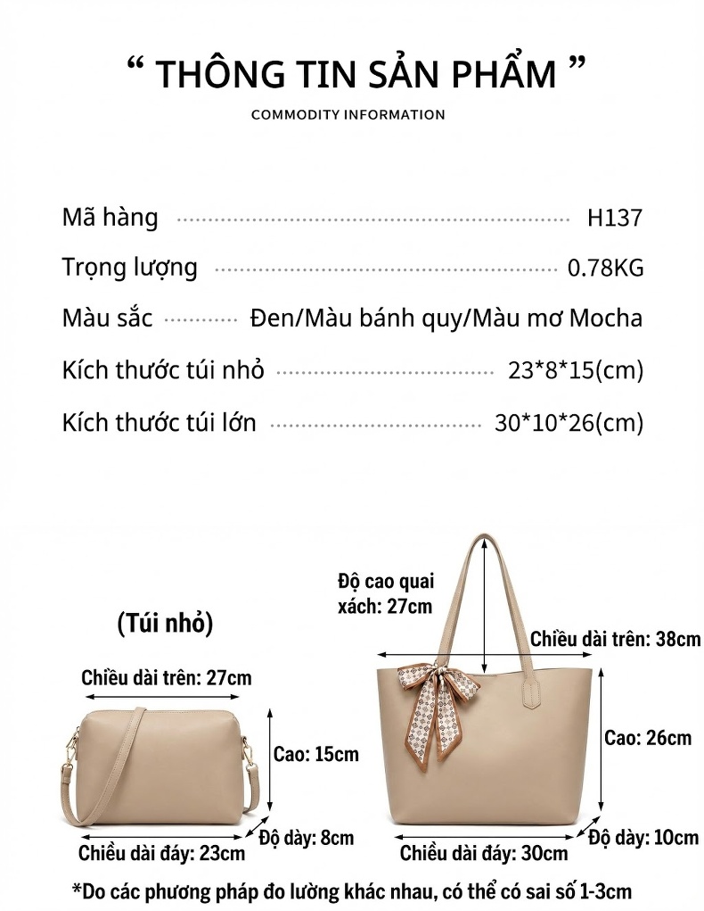Túi Tote Nữ Fansiman Phong Cách Thời Trang Công Sở Đựng Laptop Cỡ Lớn Màu Đen chi tiết 3