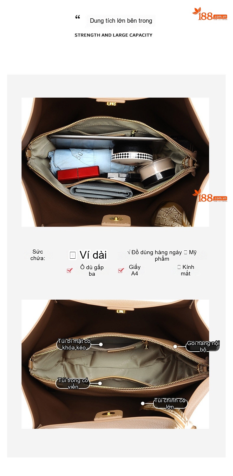 Túi Tote Nữ Fansiman Phong Cách Thời Trang Công Sở Đựng Laptop Cỡ Lớn Màu Đen chi tiết 4