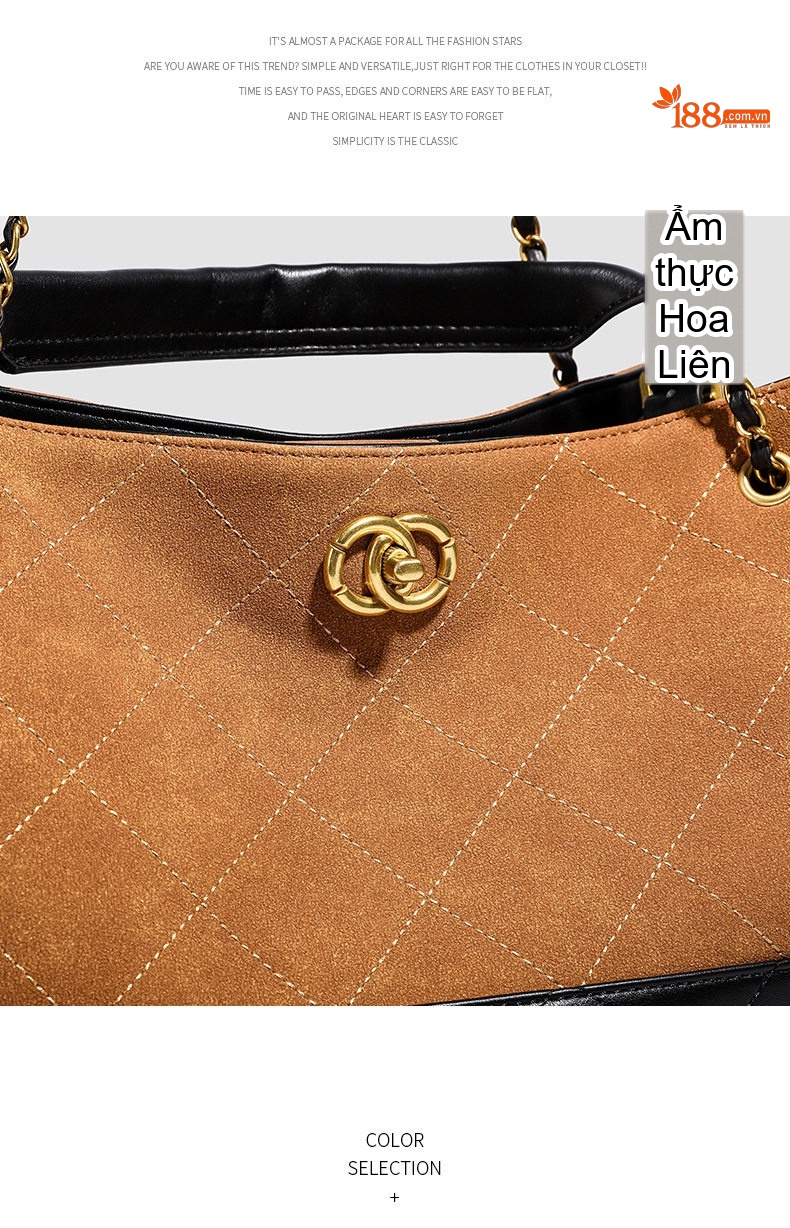 Túi Tote Nữ Hobo Đeo Vai Dáng Lượn Sóng Suede Lớn Đi Làm Hàng Ngày Màu Nâu, Đen chi tiết 3