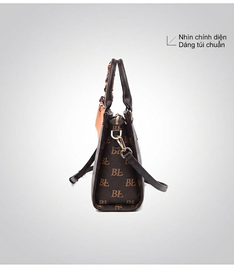 Túi Tote Nữ In Chữ Thời Trang Phong Cách Âu Mỹ Cỡ Lớn Màu Nâu chi tiết 25
