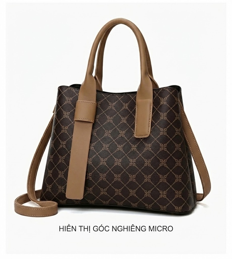 Túi Tote Nữ In Họa Tiết Retro Da Bóng, Túi Đeo Vai, Túi Xách Tay Công Sở Sức Chứa Lớn Màu Nâu, Đen chi tiết 21