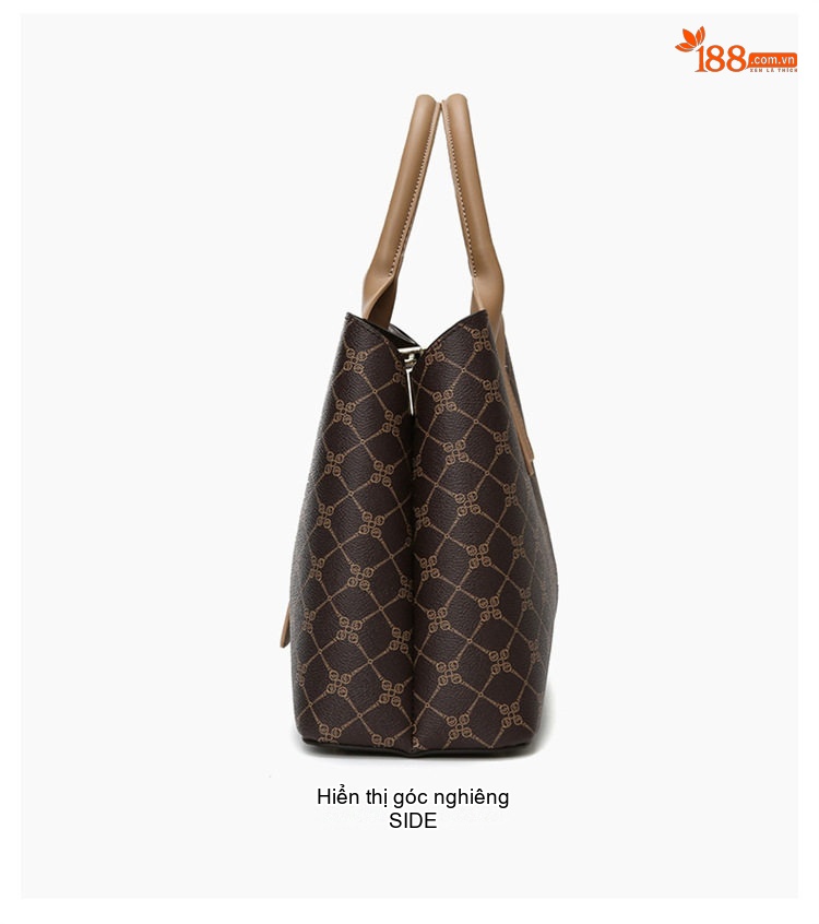 Túi Tote Nữ In Họa Tiết Retro Da Bóng, Túi Đeo Vai, Túi Xách Tay Công Sở Sức Chứa Lớn Màu Nâu, Đen chi tiết 22