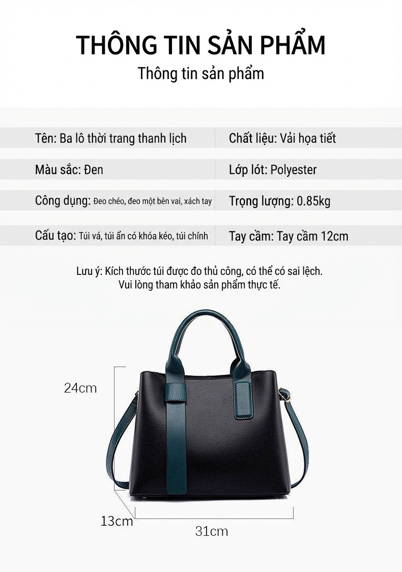 Túi Tote Nữ In Họa Tiết Retro Da Bóng, Túi Đeo Vai, Túi Xách Tay Công Sở Sức Chứa Lớn Màu Nâu, Đen chi tiết 3