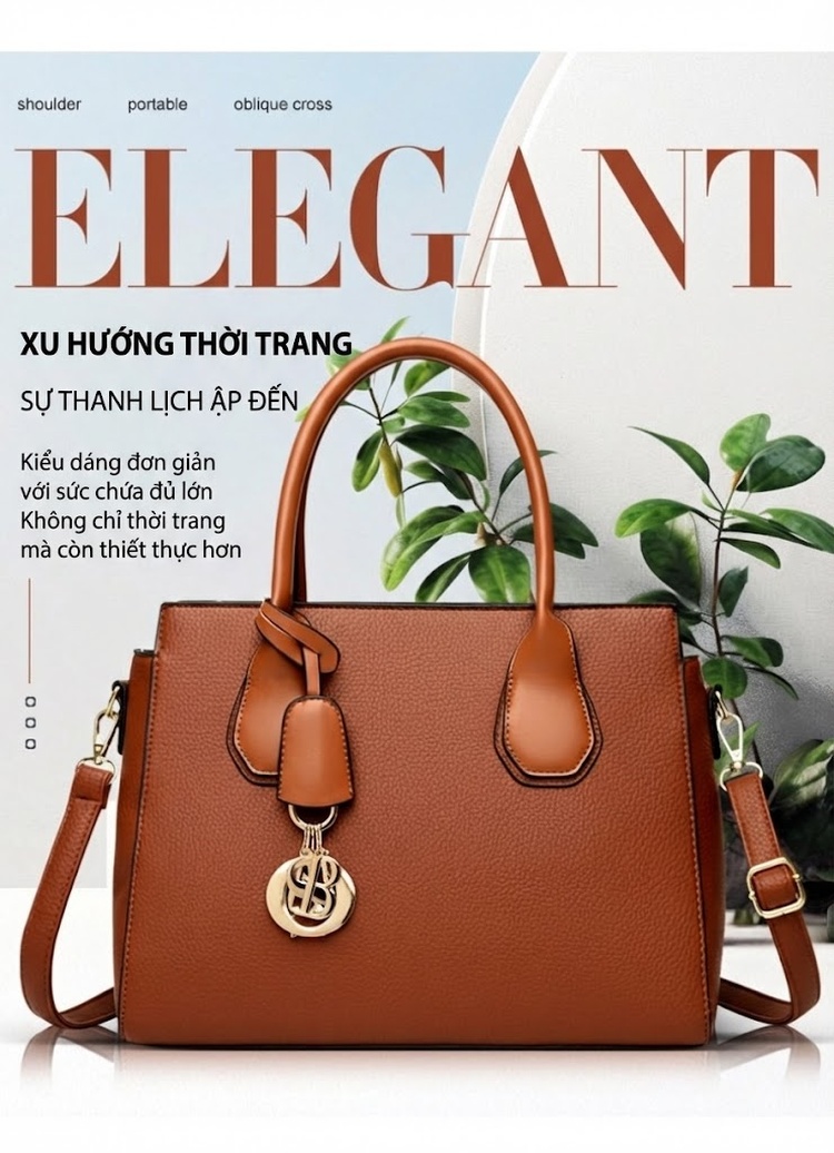 Túi Tote Nữ Set 3 Món Phong Cách Thời Trang Màu Nâu, Đen, Be chi tiết 1