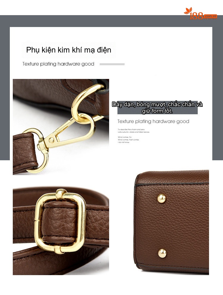 Túi Tote Nữ Set 3 Món Phong Cách Thời Trang Màu Nâu, Đen, Be chi tiết 10