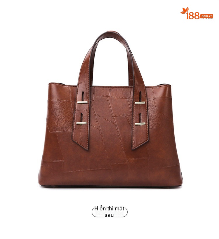 Túi Tote Nữ Thiết Kế Chắp Vá Độc Đáo Da Bóng Đựng Vừa Laptop Màu Đen, Nâu, Nâu Đậm chi tiết 25