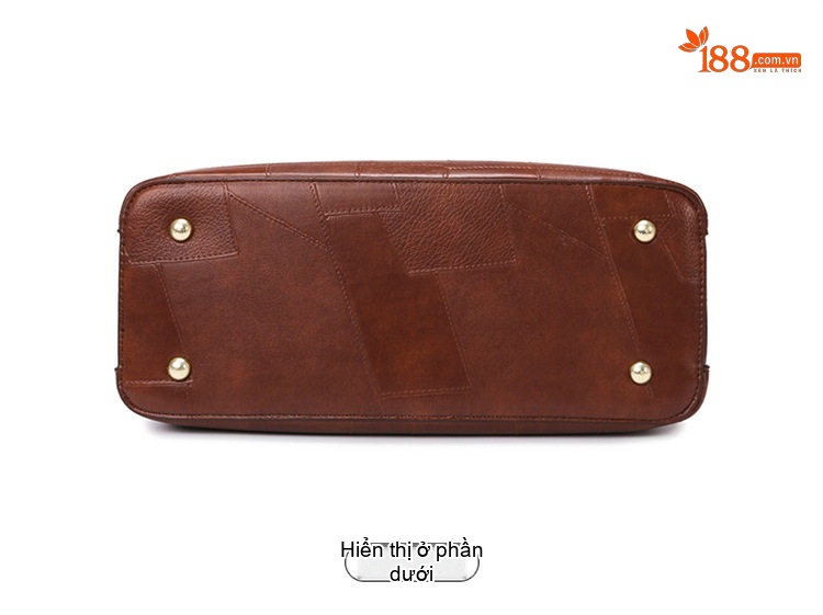 Túi Tote Nữ Thiết Kế Chắp Vá Độc Đáo Da Bóng Đựng Vừa Laptop Màu Đen, Nâu, Nâu Đậm chi tiết 26