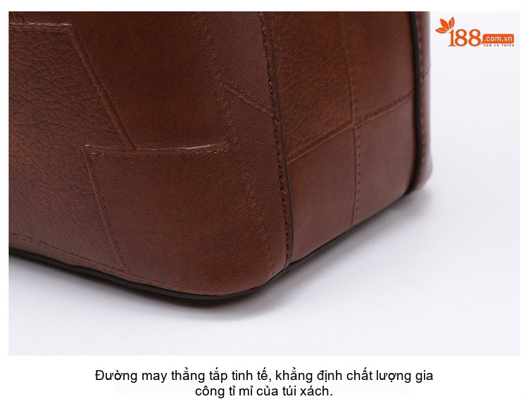 Túi Tote Nữ Thiết Kế Chắp Vá Độc Đáo Da Bóng Đựng Vừa Laptop Màu Đen, Nâu, Nâu Đậm chi tiết 29