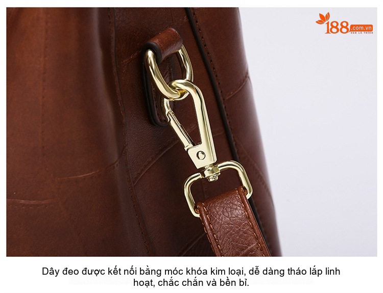 Túi Tote Nữ Thiết Kế Chắp Vá Độc Đáo Da Bóng Đựng Vừa Laptop Màu Đen, Nâu, Nâu Đậm chi tiết 30