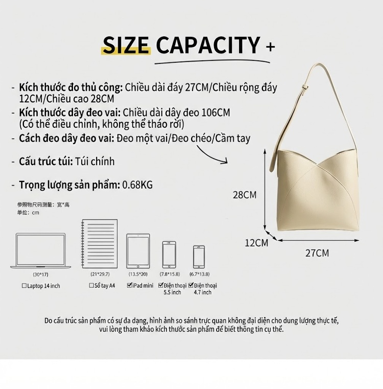 Túi Tote Nữ Thiết Kế Hoa Văn Tiểu Trà Phong Cách Du Mục, Túi Đeo Vai/Túi Đeo Chéo Sức Chứa Lớn Màu Nâu, Kem, Nâu Nhạt, Đen chi tiết 2