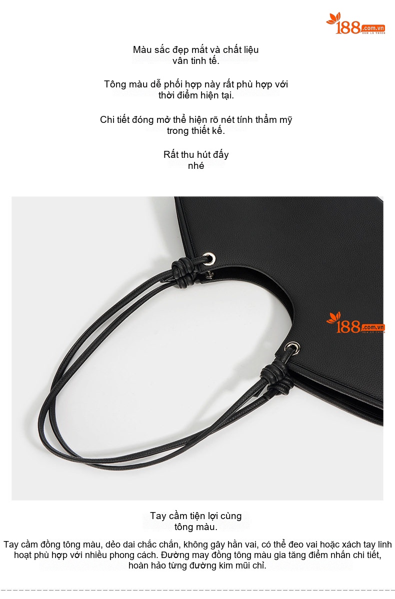 Túi Tote Nữ Thiết Kế Nhỏ Gọn, Chất Lượng Cao, Dung Tích Lớn, Đeo Vai, Đeo Nách Màu Đen chi tiết 7