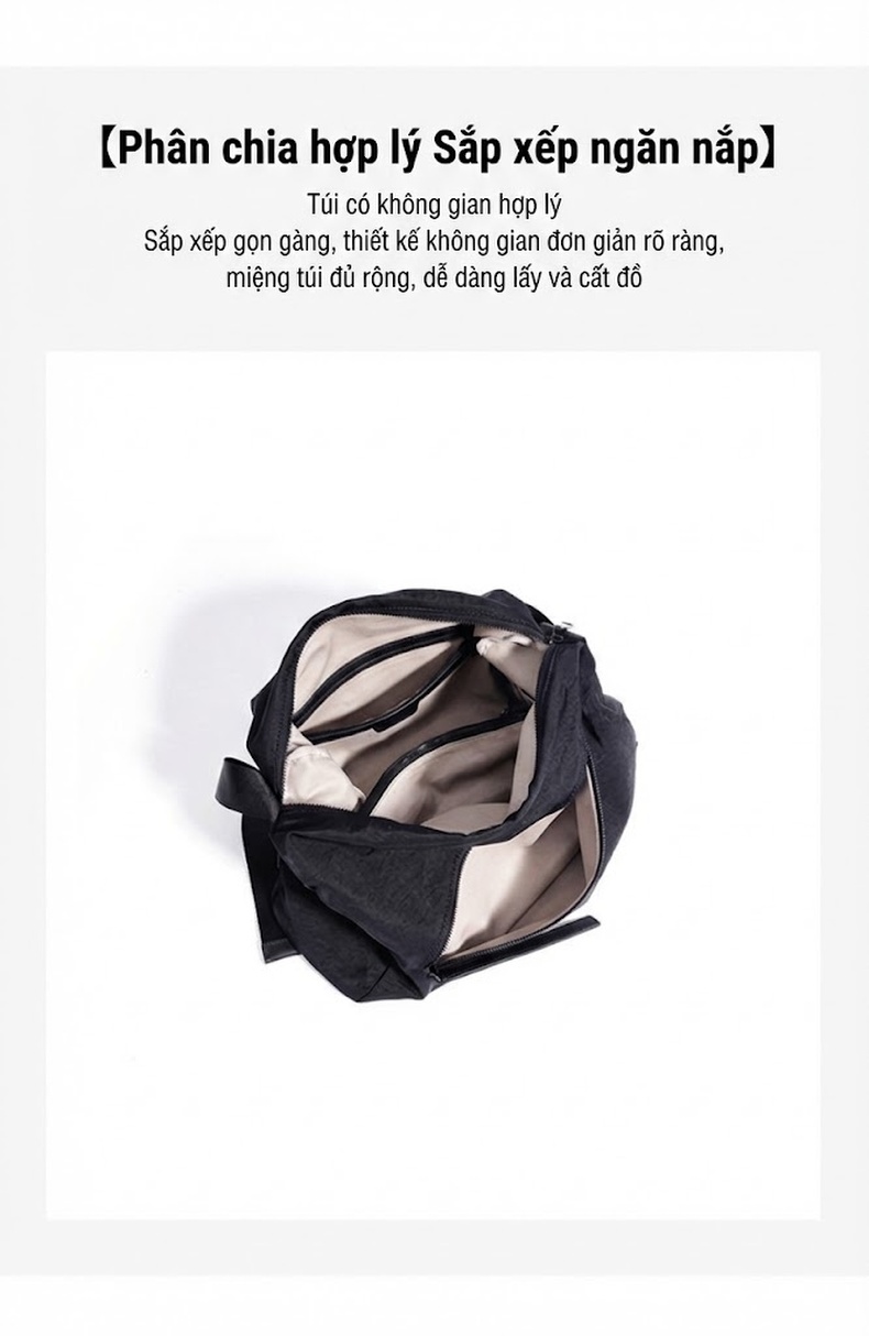 Túi Tote Nữ Vải Canvas Caro Lớn Phong Cách Hàn Quốc Nhật Bản Sức Chứa Lớn Thoải Mái Màu Đen chi tiết 11