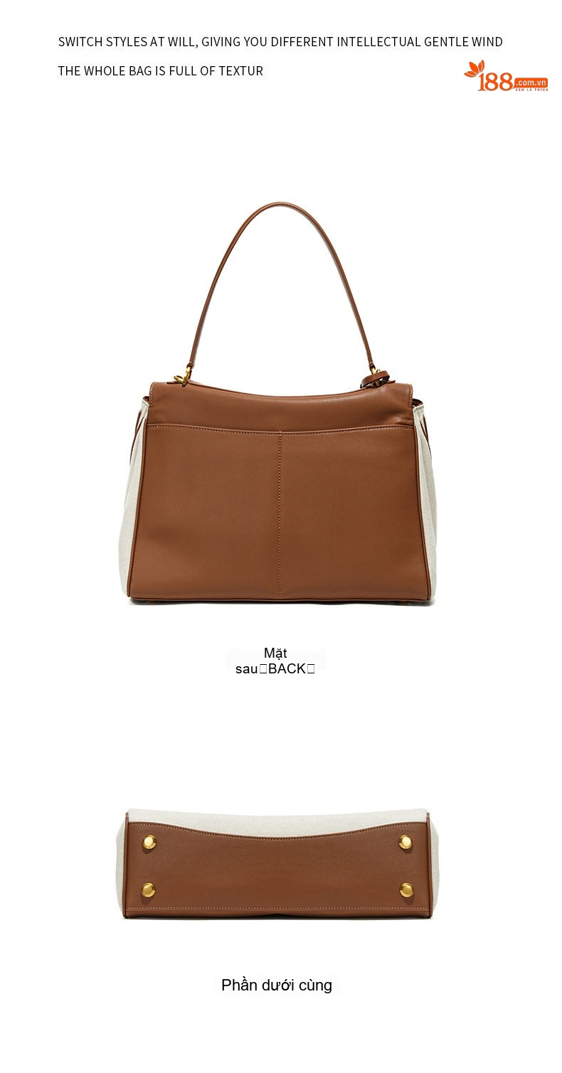 Túi Tote Nữ Vải Canvas Da Bò Đeo Vai, Túi Đeo Chéo Nữ Lớn Cao Cấp Màu Trắng, Nâu, Đen chi tiết 22