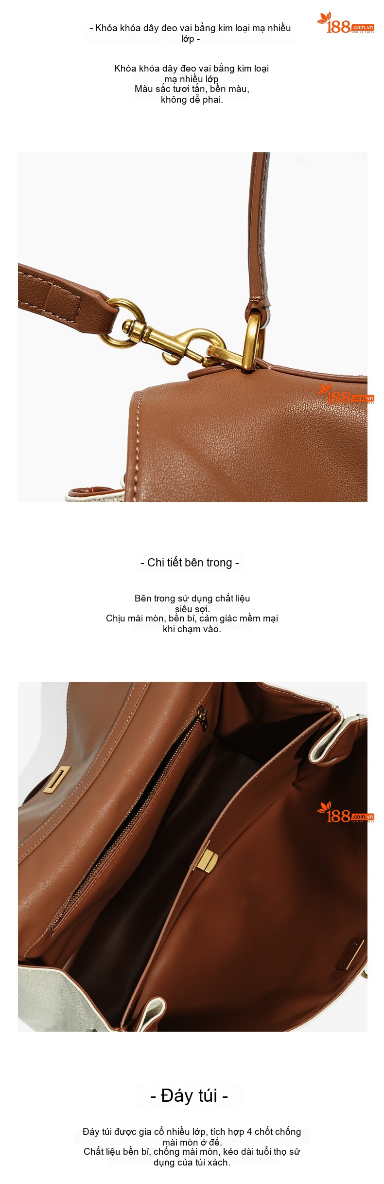 Túi Tote Nữ Vải Canvas Da Bò Đeo Vai, Túi Đeo Chéo Nữ Lớn Cao Cấp Màu Trắng, Nâu, Đen chi tiết 19