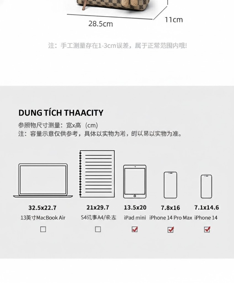 Túi Tote Nữ Vải Canvas Đeo Vai Cỡ Lớn Phong Cách Cổ Điển Màu Nâu, Kem chi tiết 4