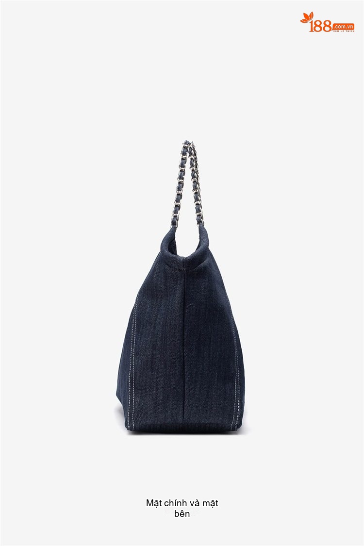 Túi Tote Nữ Vải Canvas Đeo Vai Thiết Kế Độc Đáo Màu Xanh Dương, Xám chi tiết 24