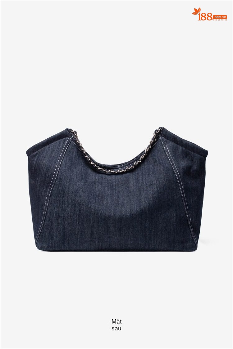 Túi Tote Nữ Vải Canvas Đeo Vai Thiết Kế Độc Đáo Màu Xanh Dương, Xám chi tiết 25