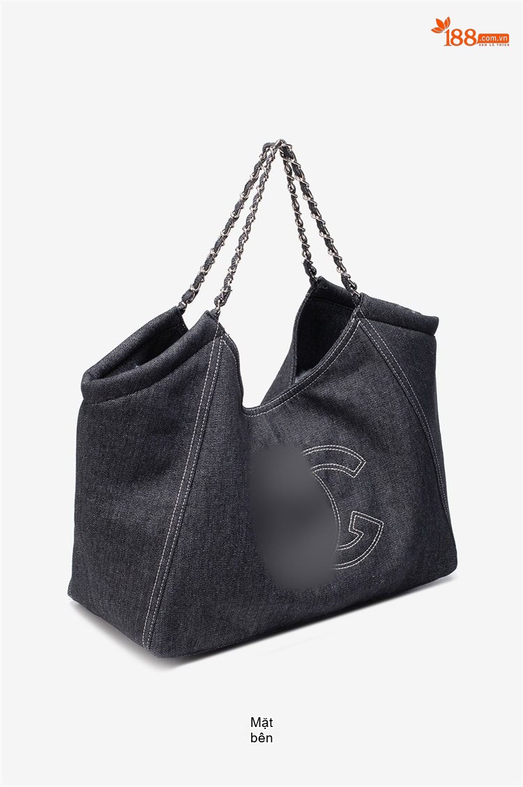 Túi Tote Nữ Vải Canvas Đeo Vai Thiết Kế Độc Đáo Màu Xanh Dương, Xám chi tiết 28
