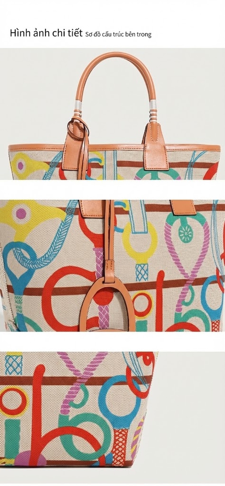 Túi Tote Nữ Vải Canvas In Họa Tiết Thời Trang chi tiết 20