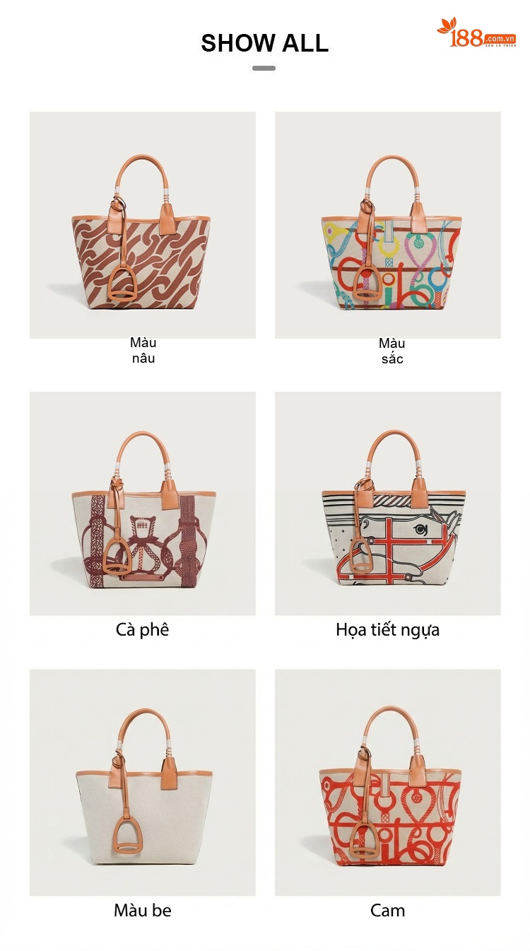 Túi Tote Nữ Vải Canvas In Họa Tiết Thời Trang chi tiết 3