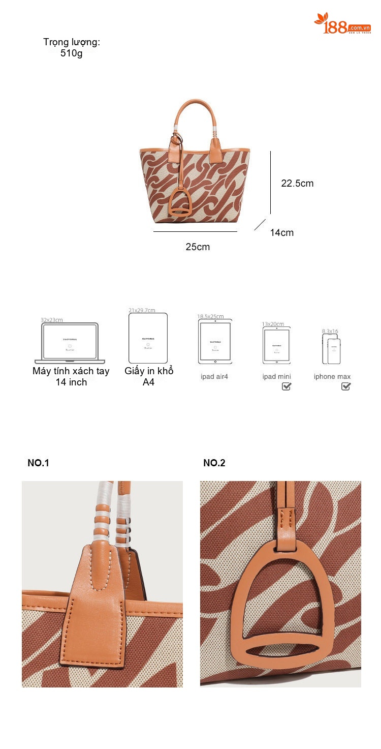 Túi Tote Nữ Vải Canvas In Họa Tiết Thời Trang Đeo Vai Phong Cách Vintage chi tiết 5