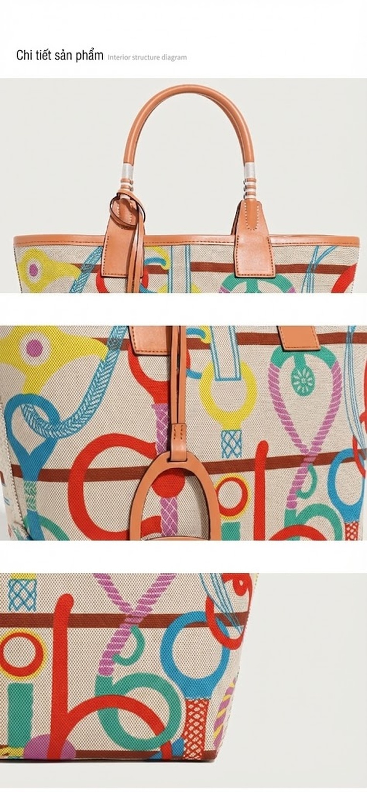 Túi Tote Nữ Vải Canvas In Họa Tiết Thời Trang Đeo Vai Phong Cách Vintage chi tiết 20